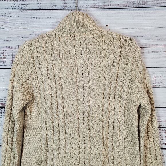 Inis Crafts Irish Merino Wool Ribbed Knit Fisherman Sweater Jacket Gorpcore Med - Picture 7 of 12